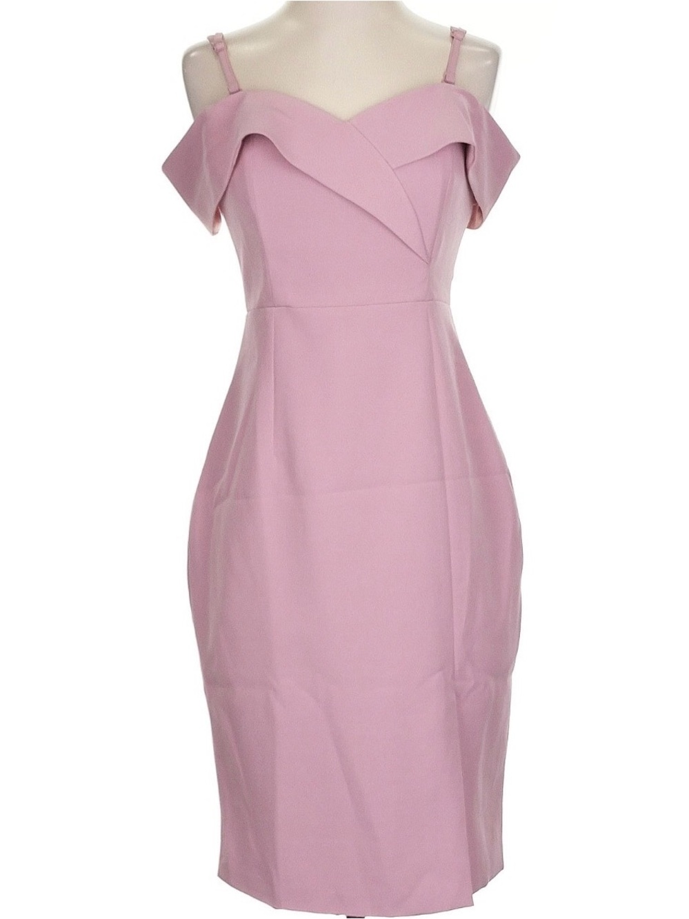 Chiffon Pink Off-Shoulder Midi Dress